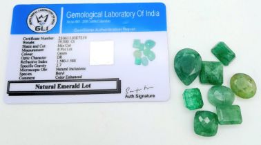 A 59.50cts Natural Emerald Gemstone Lot. Comes with the GLI certificate.