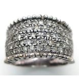 A 18K WHITE GOLD DIAMOND ENCRUSTED BAND RING 0.75CT 10.1G SIZE M 1/22 ref: 6538