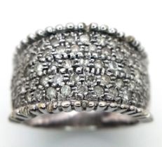 A 18K WHITE GOLD DIAMOND ENCRUSTED BAND RING 0.75CT 10.1G SIZE M 1/22 ref: 6538