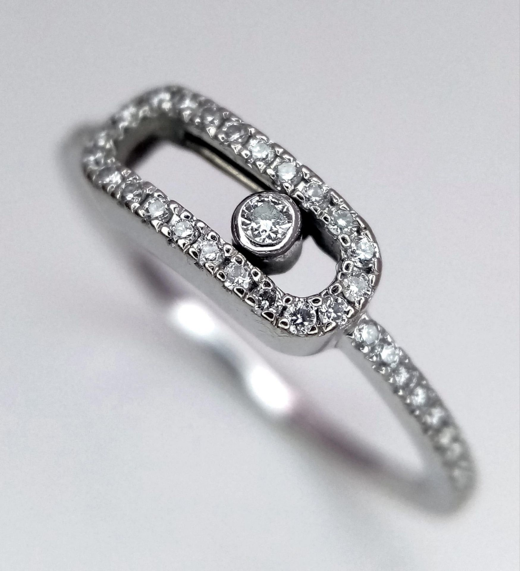 A MESSIKA OF PARIS 18K WHITE GOLD DIAMOND ENCRUSTED MODERN FASHION RING . 1,9gms size L 15674