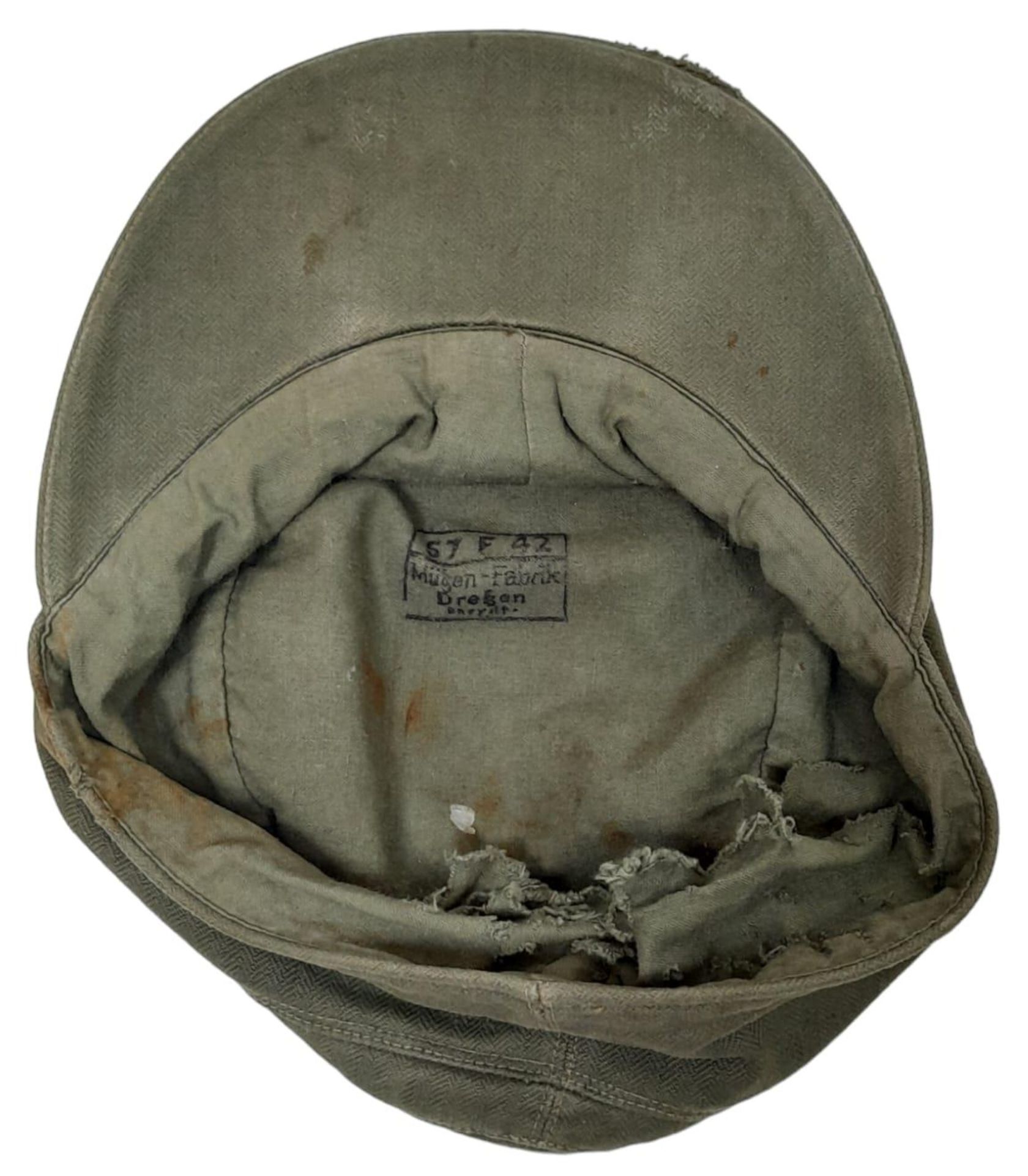 A WW2 German Africa Corps M41 Field Cap. A real “Been There” item. Small Size. - Bild 5 aus 6