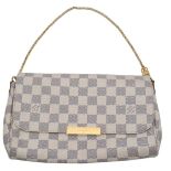 A Louis Vuitton Crossbody Bag. Checked leather exterior with gold tone hardware. Textile interior