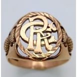 A 9K YELLOW GOLD GLASGOW RANGERS EMBLEM RING 4.3G SIZE T ref: SC 1009