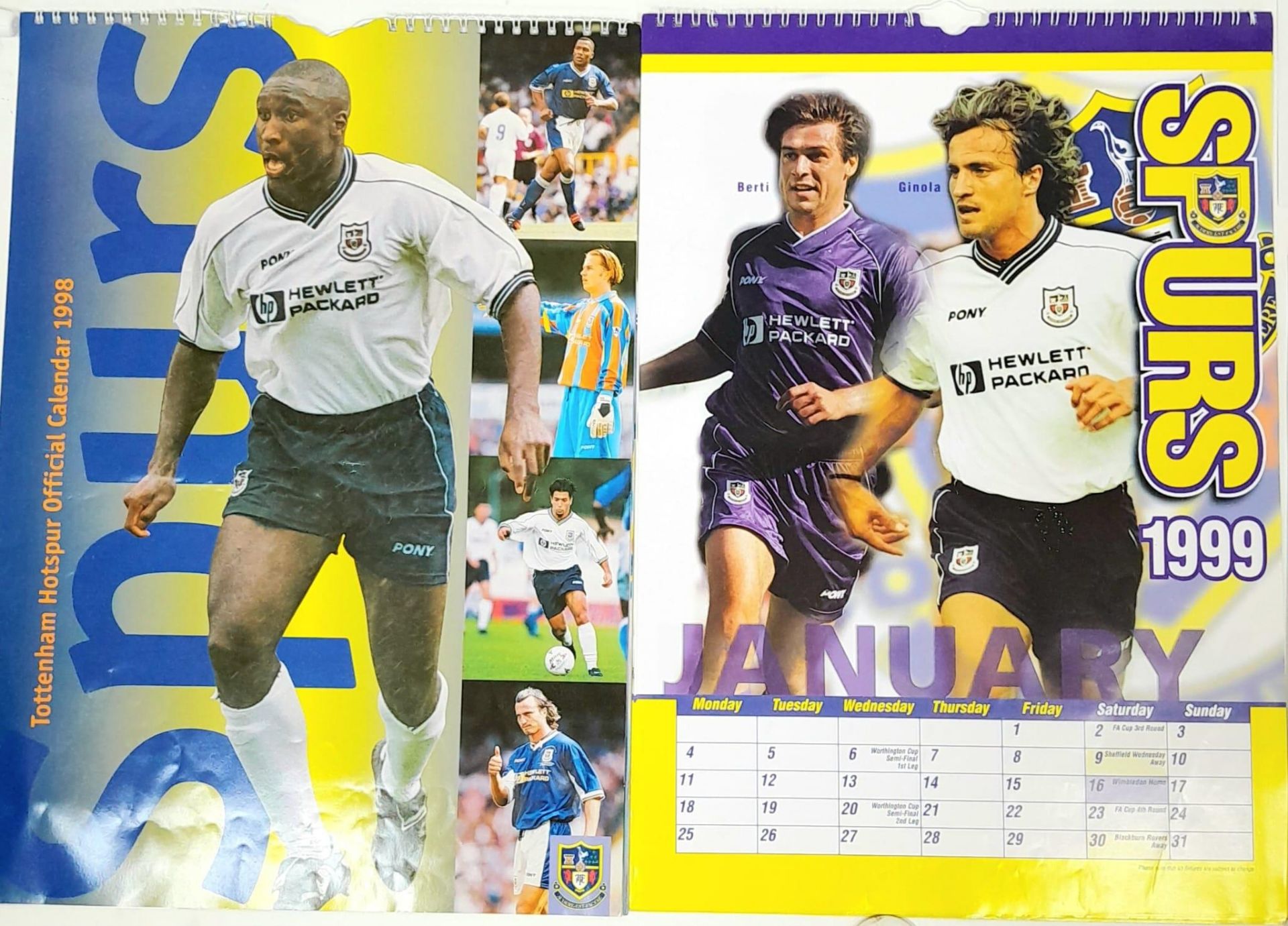 A MIXED LOT OF SPURS MEMORABILIA TO INCUDE A SIGNED CALENDER FROM 1998 AND 1999 , A SIGNED CLUB - Image 2 of 6