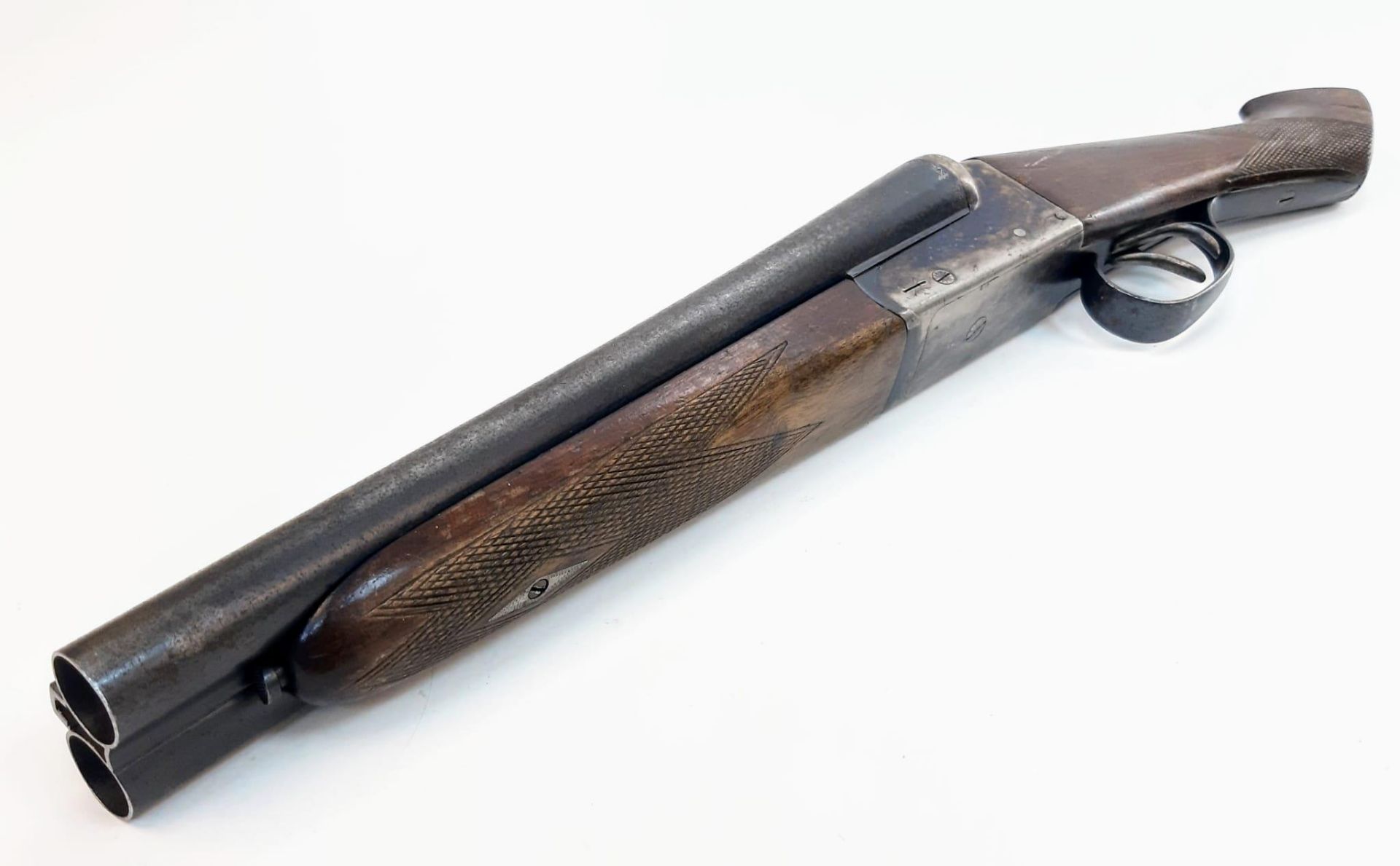 A Wonderful Vintage Deactivated 12 Gauge Side by Side Sawn-Off Shotgun. This Spanish AYA made gun - Image 3 of 12