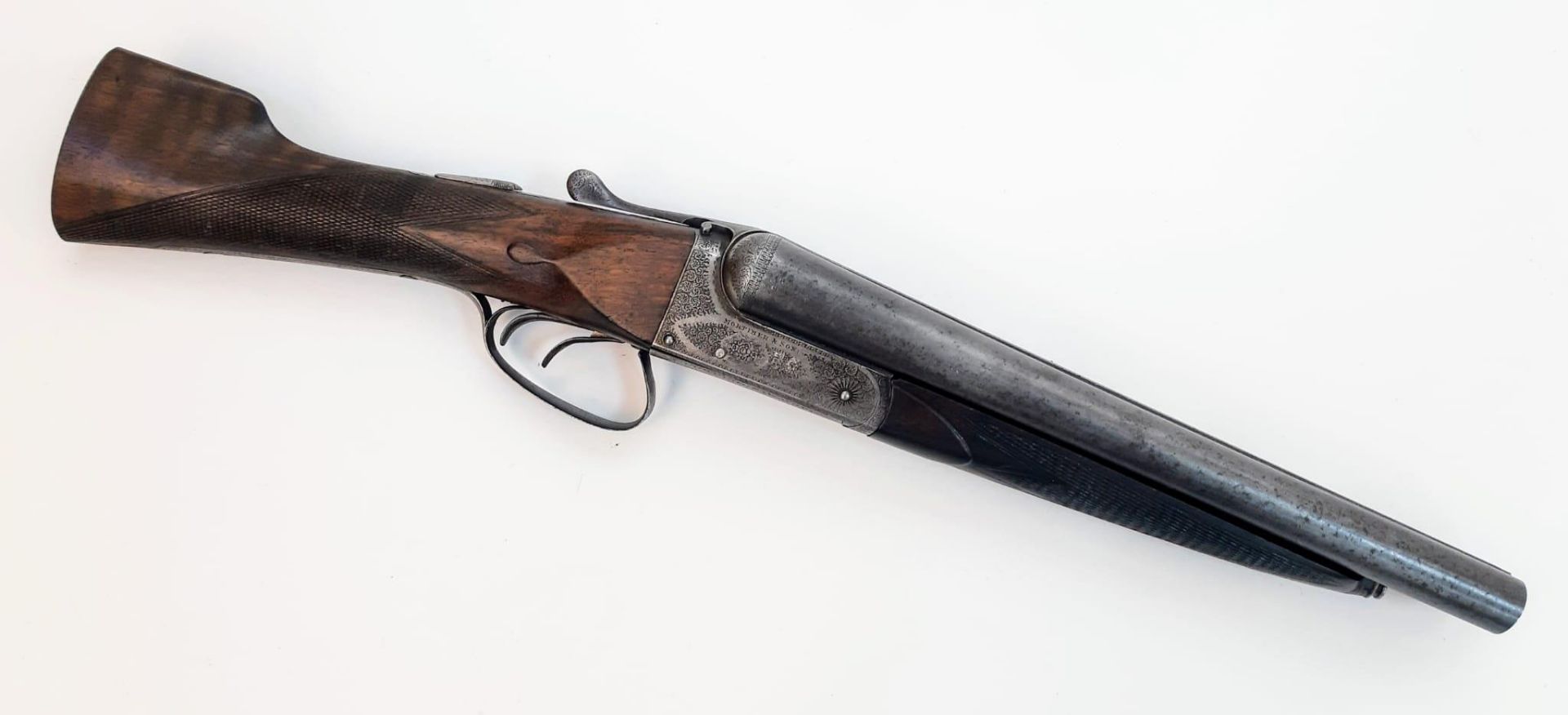 A Vintage Deactivated 12 Gauge Side by Side Sawn-Off Shotgun. This British Mortimer made gun has