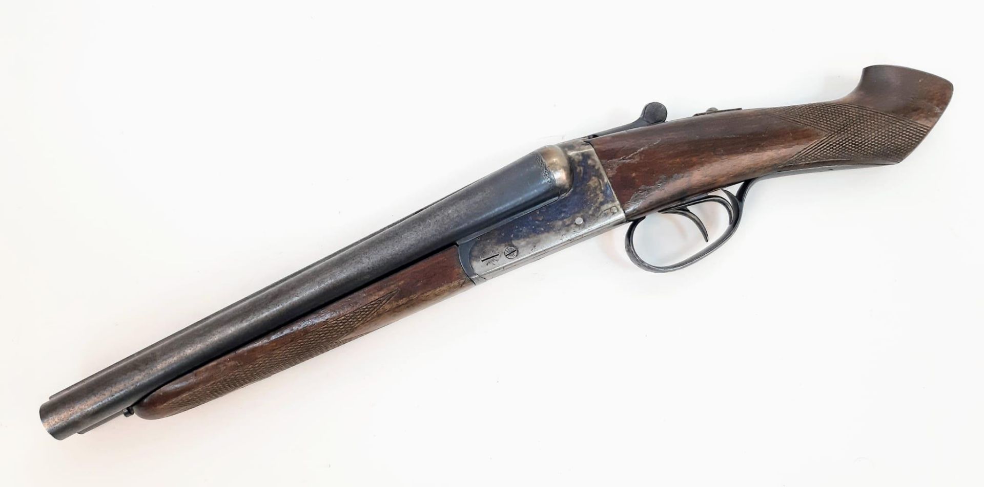 A Wonderful Vintage Deactivated 12 Gauge Side by Side Sawn-Off Shotgun. This Spanish AYA made gun - Image 2 of 12