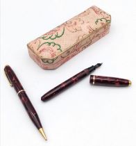 Two Conway Stewart Small Pens in Original Case. Fountain pen has a 14k gold nib. 10cm and 11cm. Ref: