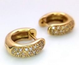 A 18K YELLOW GOLD DIAMOND SET MINI HOOP EARRINGS 5.7G 12mm x 15mm ref: SC 1098