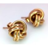 A Pair of 9K Yellow Gold Knot Stud Earrings. 1cm diameter, 3g total weight. Ref: SC1128