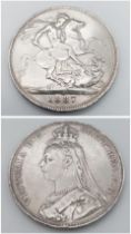 An 1887 Queen Victoria Silver Crown. VF + grade but please see photos.