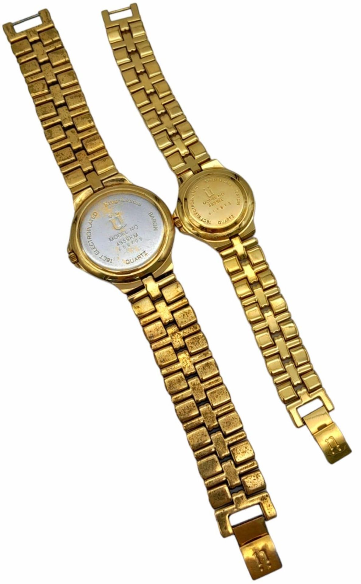 A Matching Pair of His and Hers Gold Tone Watches by Krug-Baumen. Men’s watch is 46mm Including - Image 5 of 5