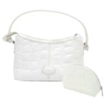 A Mulberry Textured White Leather Handbag and Matching Purse. Handbag - 26cm L x 18cm H. Purse -