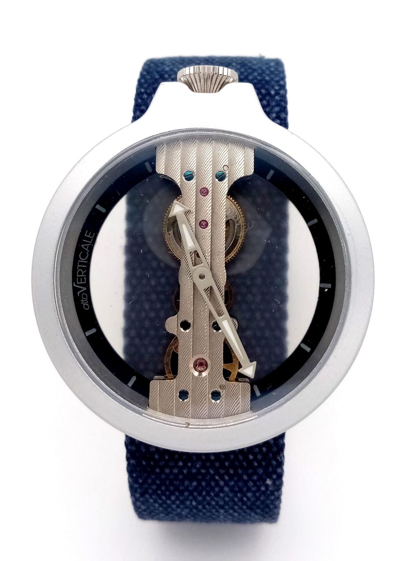 A Verticale Mechanical Top Winder Gents Watch. Blue Denim strap. Ceramic skeleton case - 42mm. As - Image 2 of 5