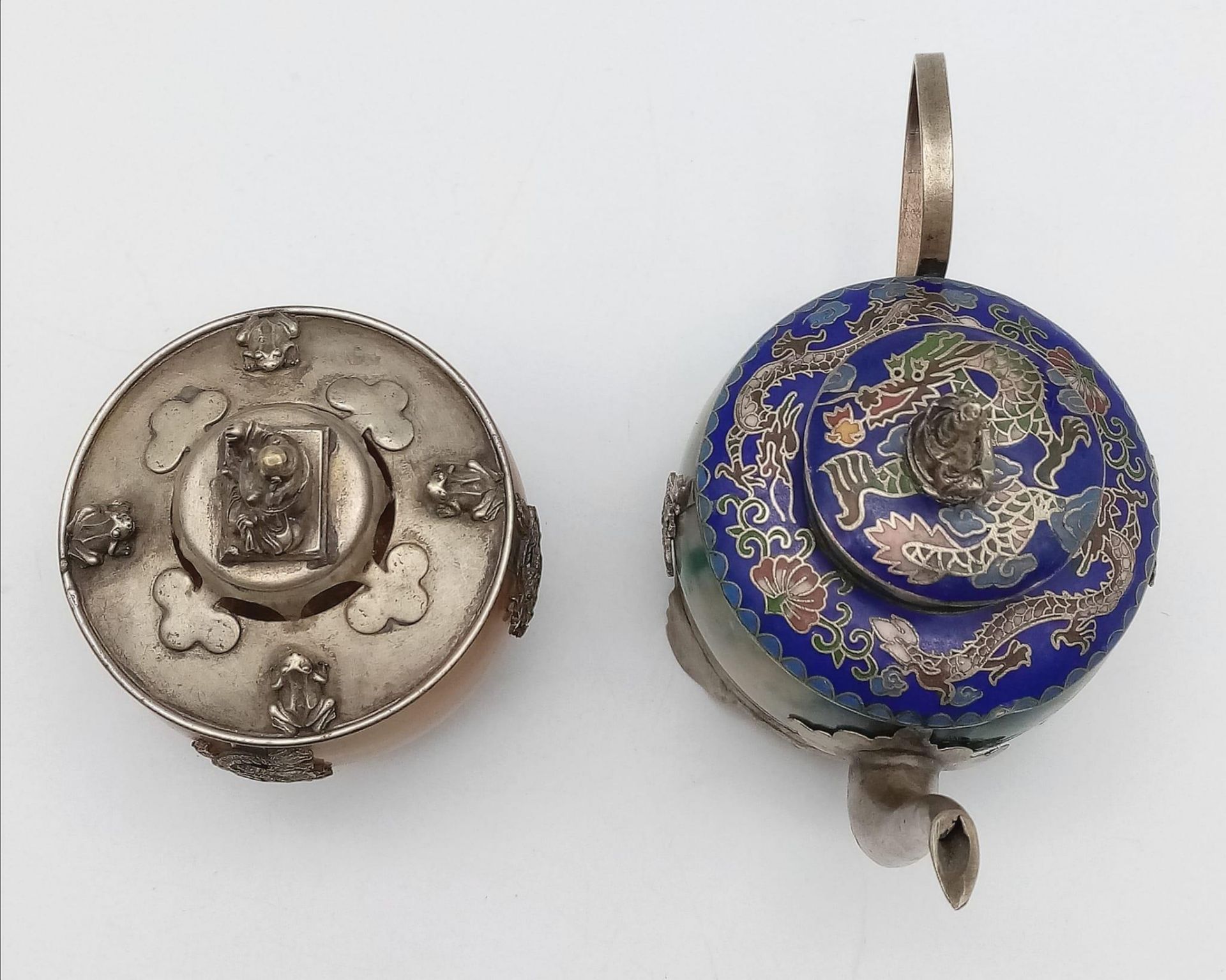 Two Superb Antique Chinese Miniature Teapots (circa 1900) - both on silver mounts hallmarked to - Bild 5 aus 11