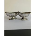 Antique Pair of SILVER SALT DISHES. Hallmark for Charles Boyton, London 1886. Corinthian design,