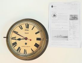 A WW2 Royal Australian Navy Bulkhead Brass Smiths Clock - From the light cruiser HMAS-HOBART.