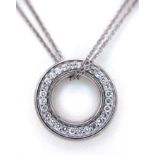 An 18K White Gold and Diamond Boodles Designer Roulette Pendant on an 18K Gold Boodles Designer