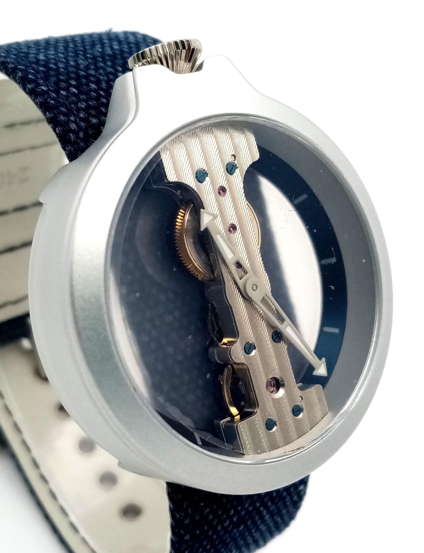 A Verticale Mechanical Top Winder Gents Watch. Blue Denim strap. Ceramic skeleton case - 42mm. As - Image 4 of 5