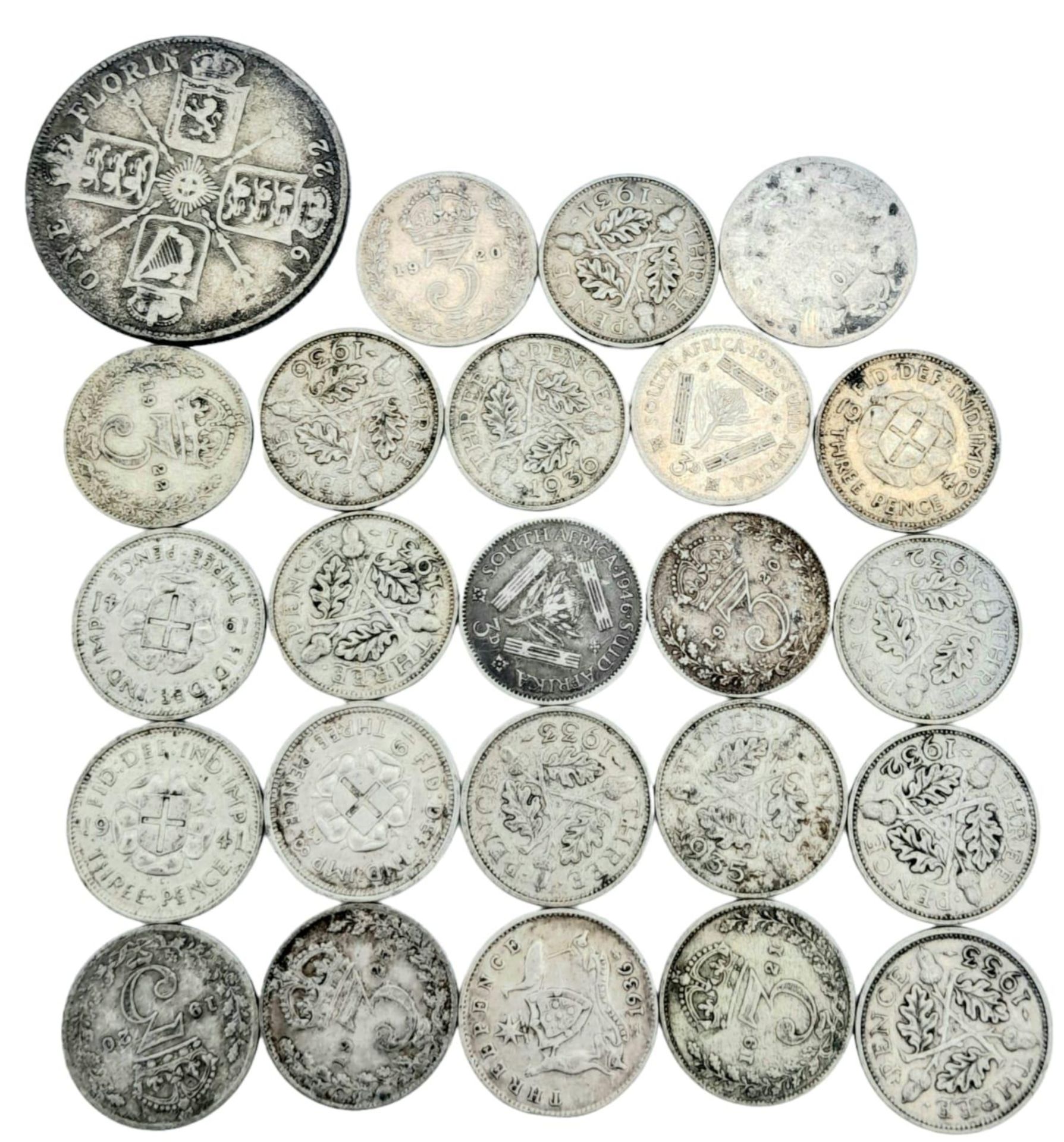 A Parcel of Pre-1947 Silver Coins Dated 1920-1941. Comprising 23x Silver 3 Pence Coins and 1 x 2 - Image 3 of 3