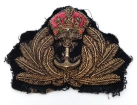 WW2 Royal Navy Officers Bullion Cap Badge