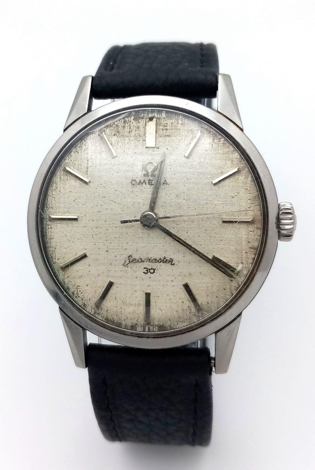 A Classic Omega Seamaster 30 Vintage 1960s Gents Watch. Black leather strap. Stainless steel case - - Image 3 of 7