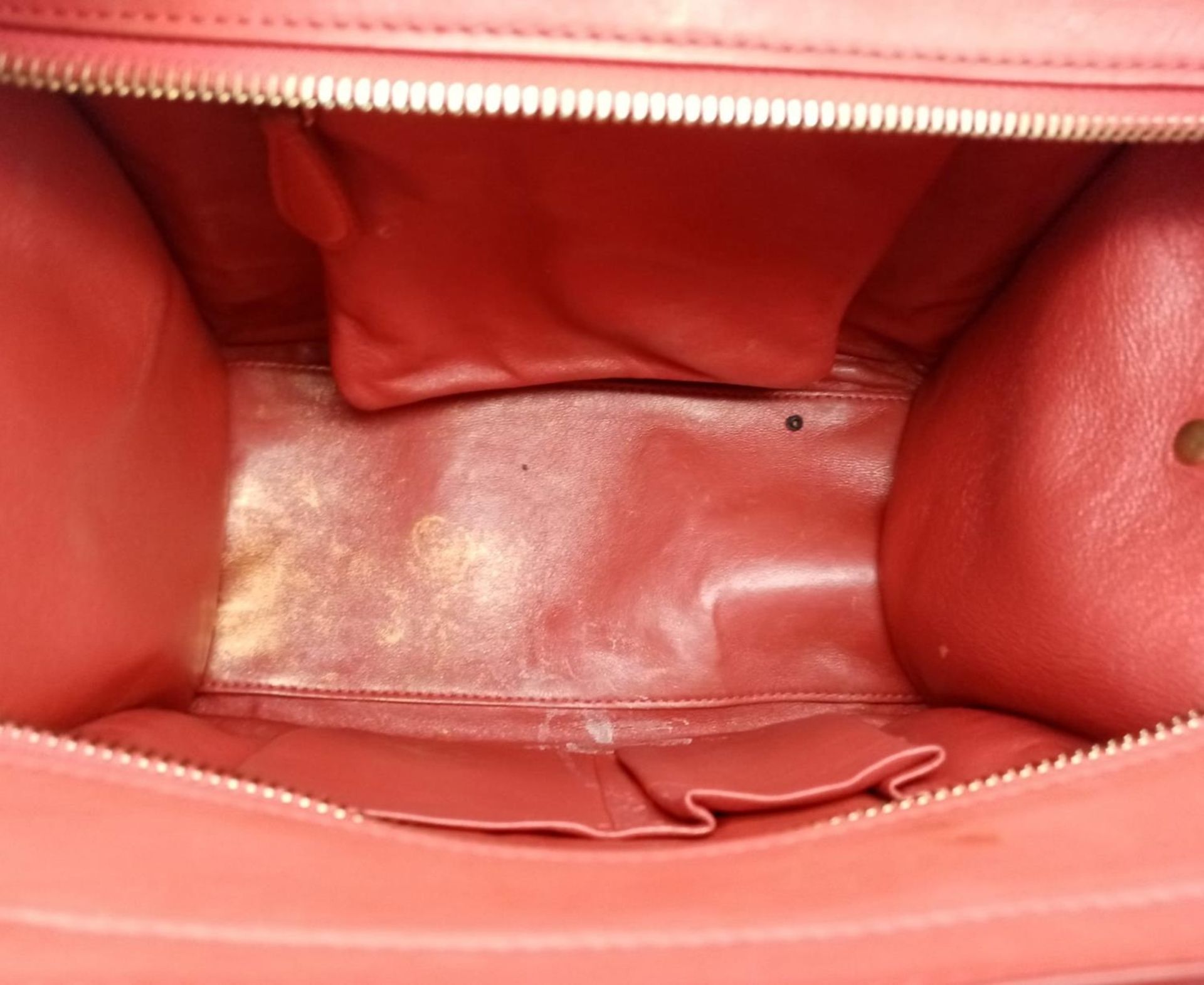 A Celine Coral Luggage Bag. Leather exterior with two rolled leather handles, a zipped pocket to the - Image 8 of 12