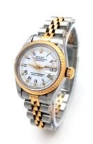 A Rolex Oyster Perpetual Datejust Bi-Metal Ladies Watch. Gold and stainless steel bracelet and
