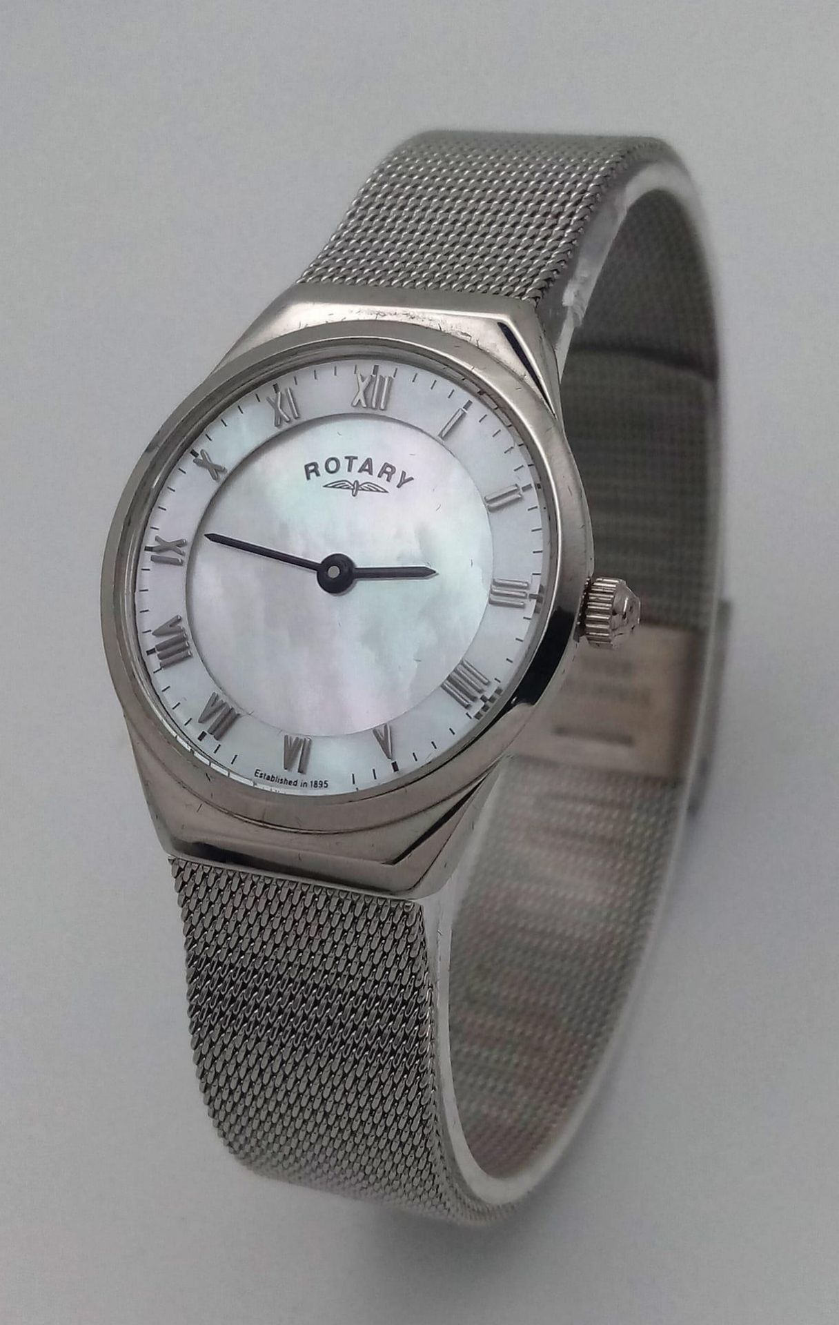 Excellent Condition Ladies Stainless Steel Rotary Quartz Watch. 30mm wide. New Battery Fitted