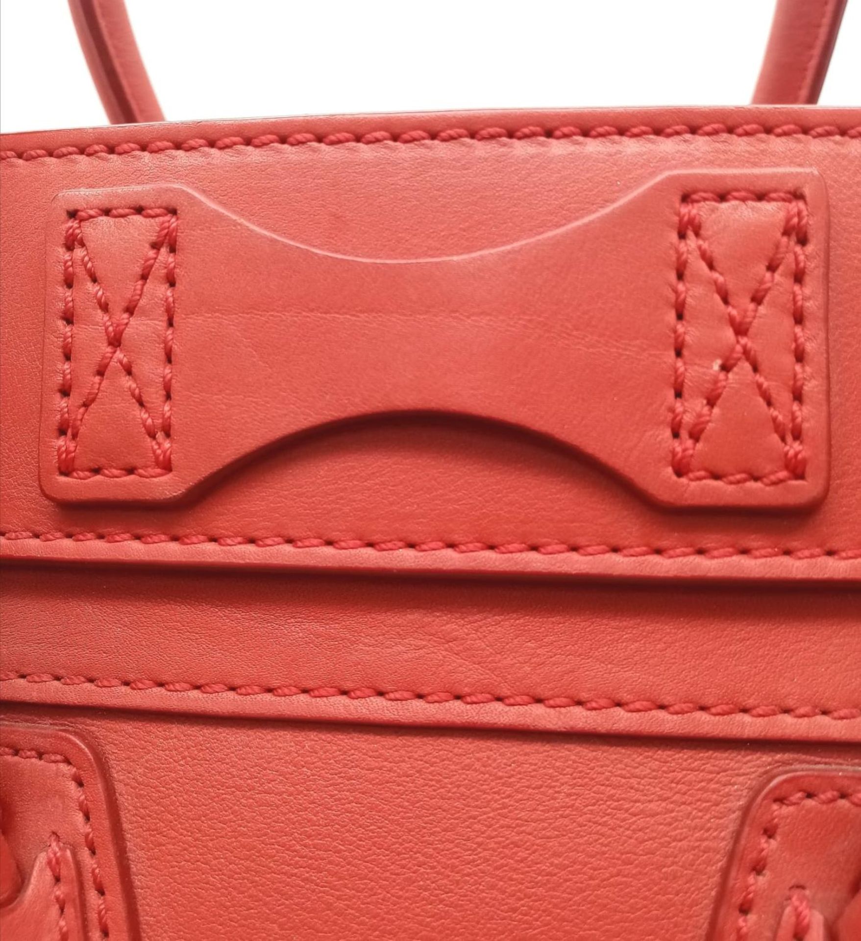 A Celine Coral Luggage Bag. Leather exterior with two rolled leather handles, a zipped pocket to the - Image 7 of 12