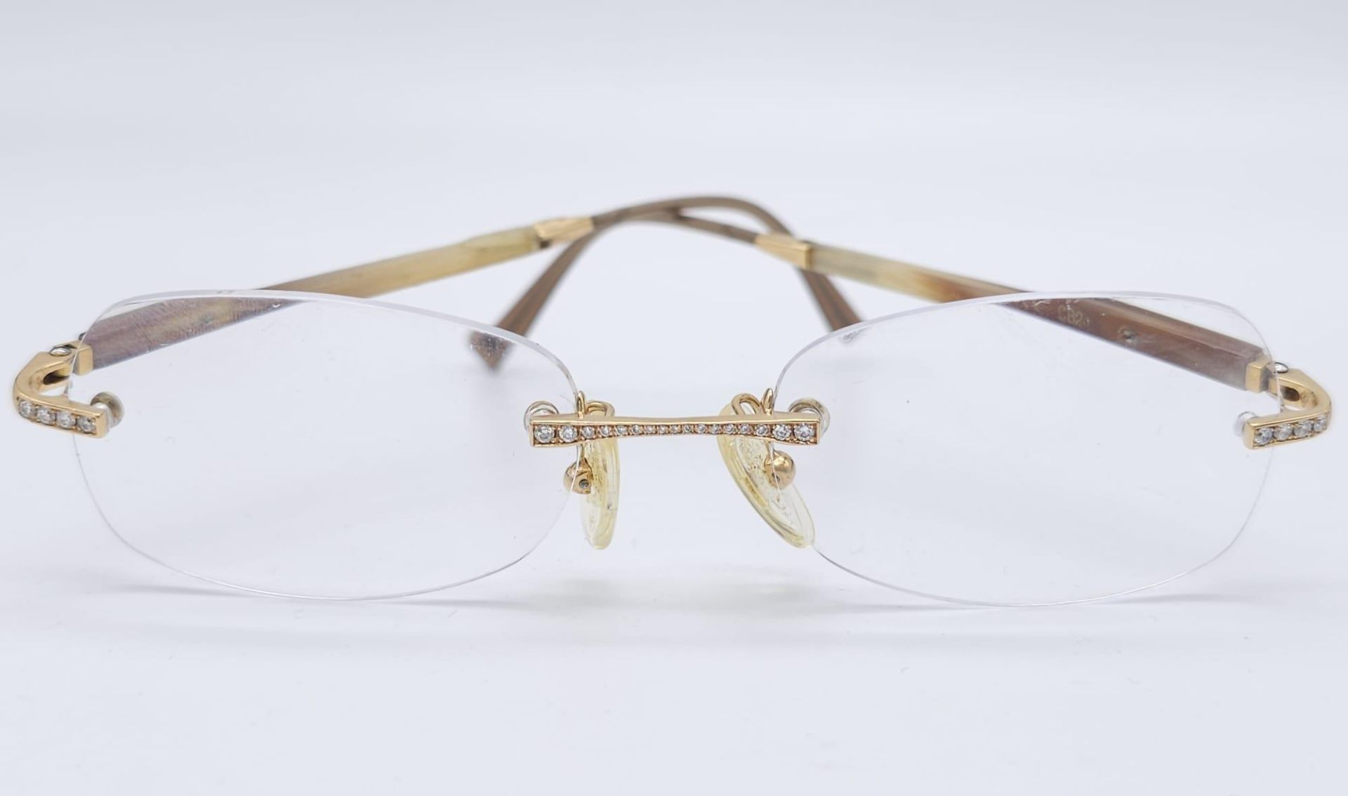 French made, magnifying glasses with 18kt Yellow Gold accents and set Diamonds. Come with a - Bild 5 aus 15