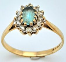 A 9K YELLOW GOLD STONE SET CLUSTER RING 1.5G SIZE L A/S 2013