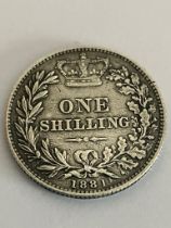 1881 Victorian SILVER SHILLING. Extra fine condition. Having Excellent raised definition to both