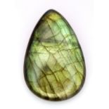A 34.14ct Untreated Labradorite, in the Pear Cabochon Shape. Comes with the GFCO Swiss Certificate