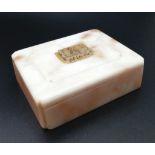 A Rare and Unusual Antique Chinese Pink Marble Box with Jade Insert to the Lid. Stunning box with