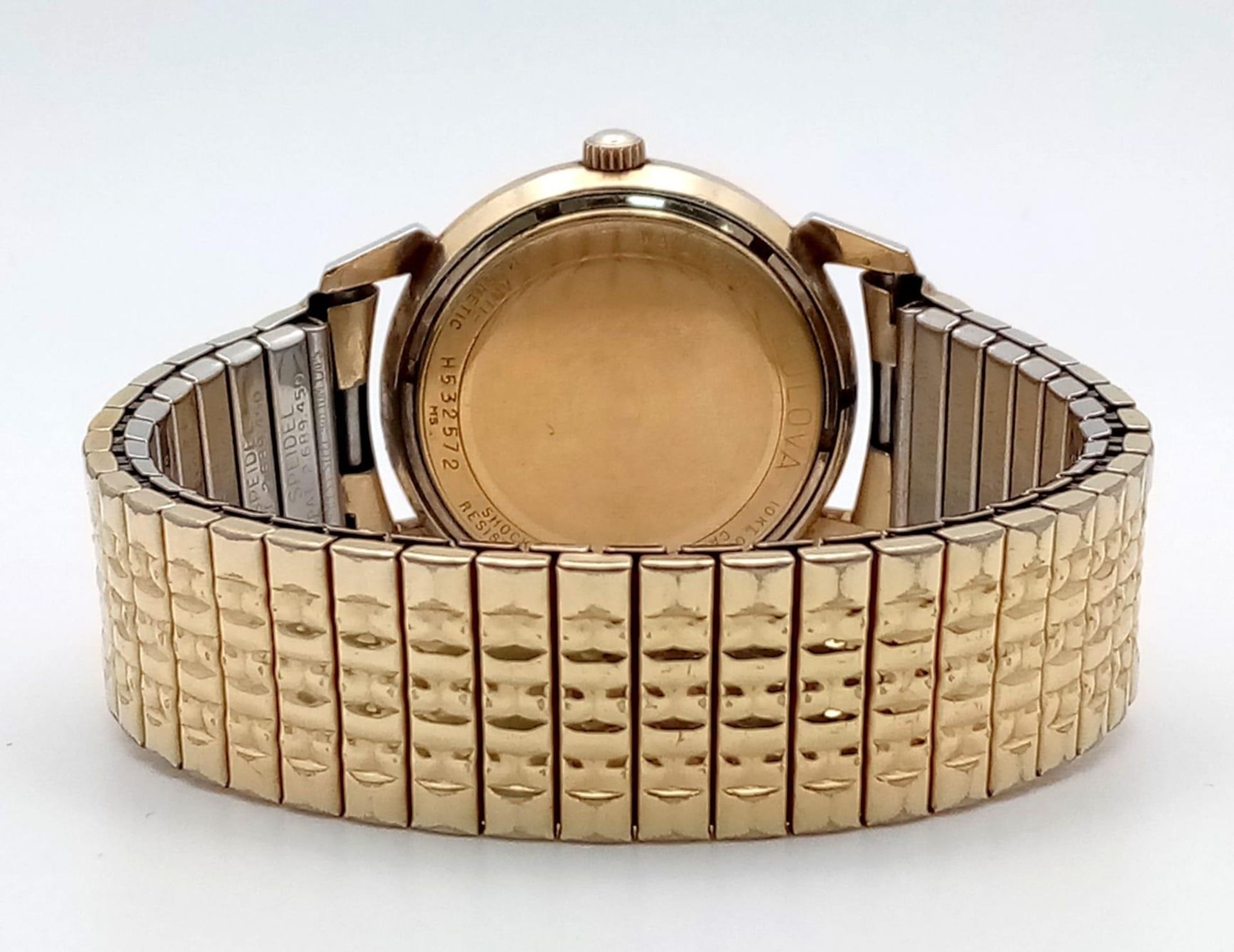 A Vintage 1960s Bulova Self-Winding Gents Watch. Gold plated expandable strap. Gold plated case - - Image 6 of 8