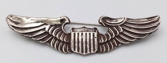 Theatre Made WW2 Sterling Silver USAAF Pilots Wings.