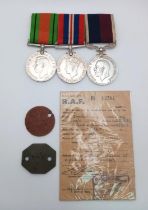 A long service group of three medals to the Royal Air Force consisting of The Defence Medal and