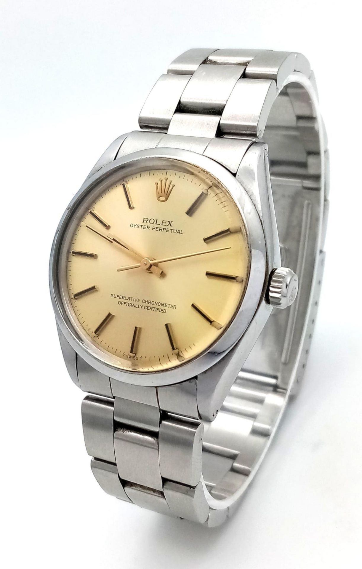 A Vintage Rolex Oyster Perpetual Automatic Gents Watch. Stainless steel bracelet and case - 34mm.