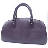 A Louis Vuitton Burgundy Jasmin Cassis Handbag. Epi leather exterior with two rolled leather