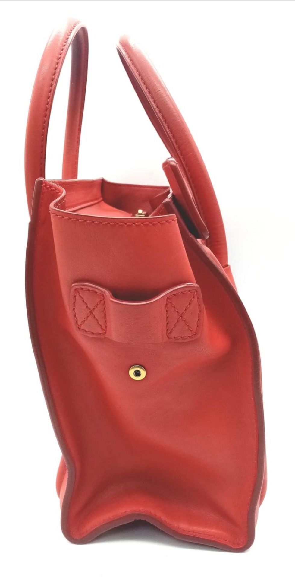 A Celine Coral Luggage Bag. Leather exterior with two rolled leather handles, a zipped pocket to the - Image 4 of 12