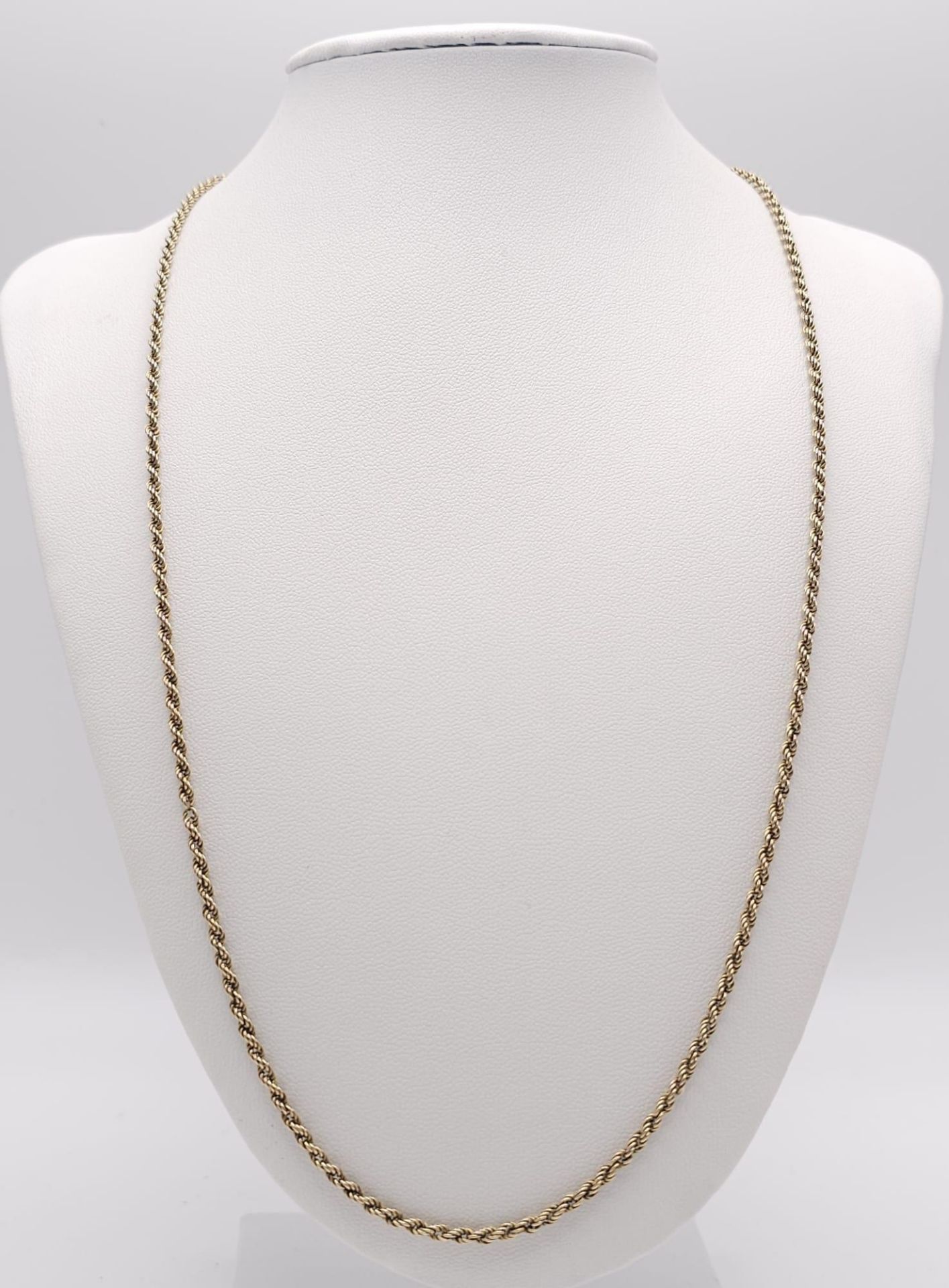 A 9 K yellow gold rope chain necklace and bracelet set. Necklace length: 59 cm, bracelet length: - Bild 5 aus 9