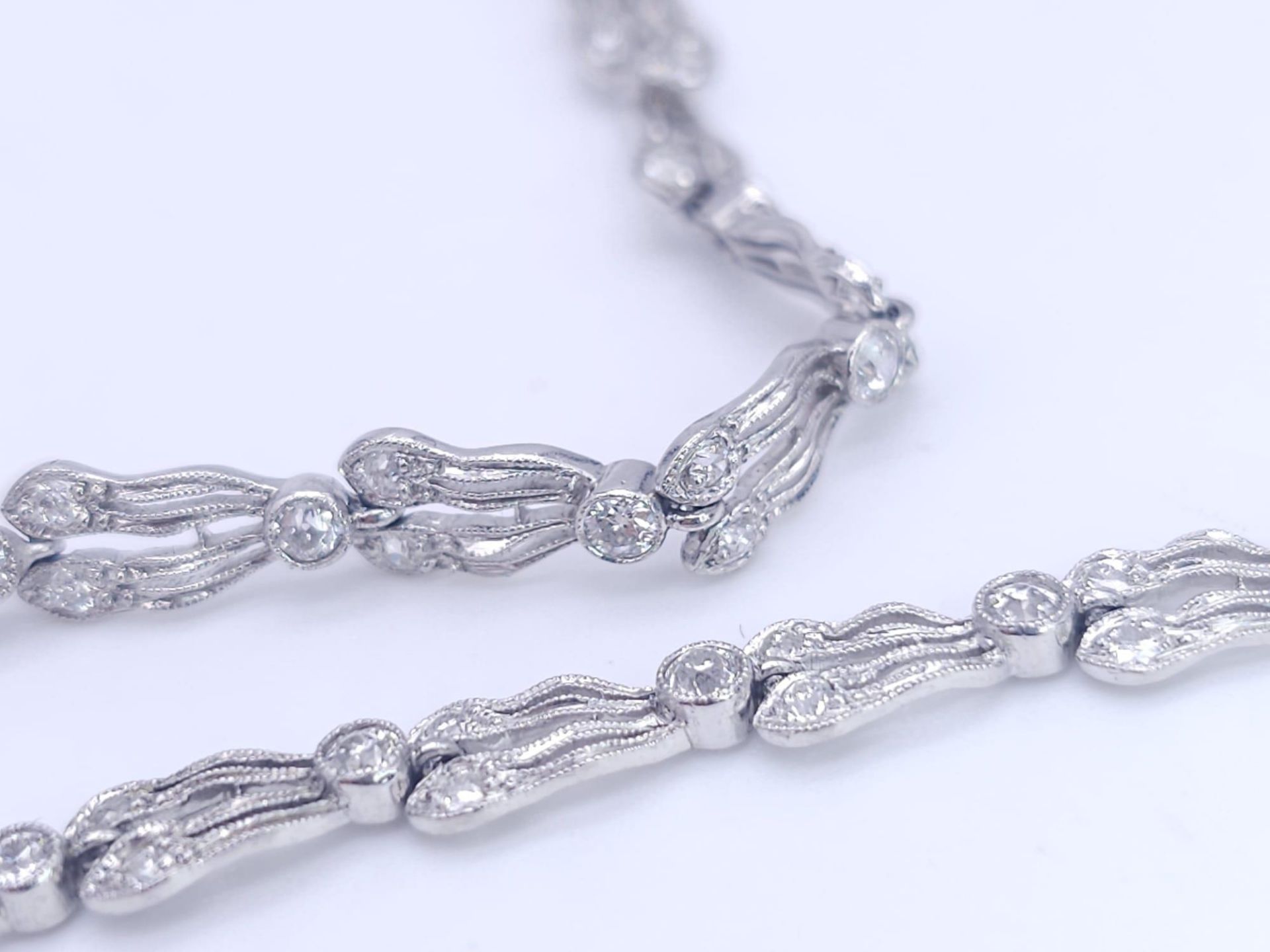 A Majestic Art Deco 7ctw Diamond (approx) Platinum Lavaliere Necklace. Scrolled and foliate - Image 14 of 18