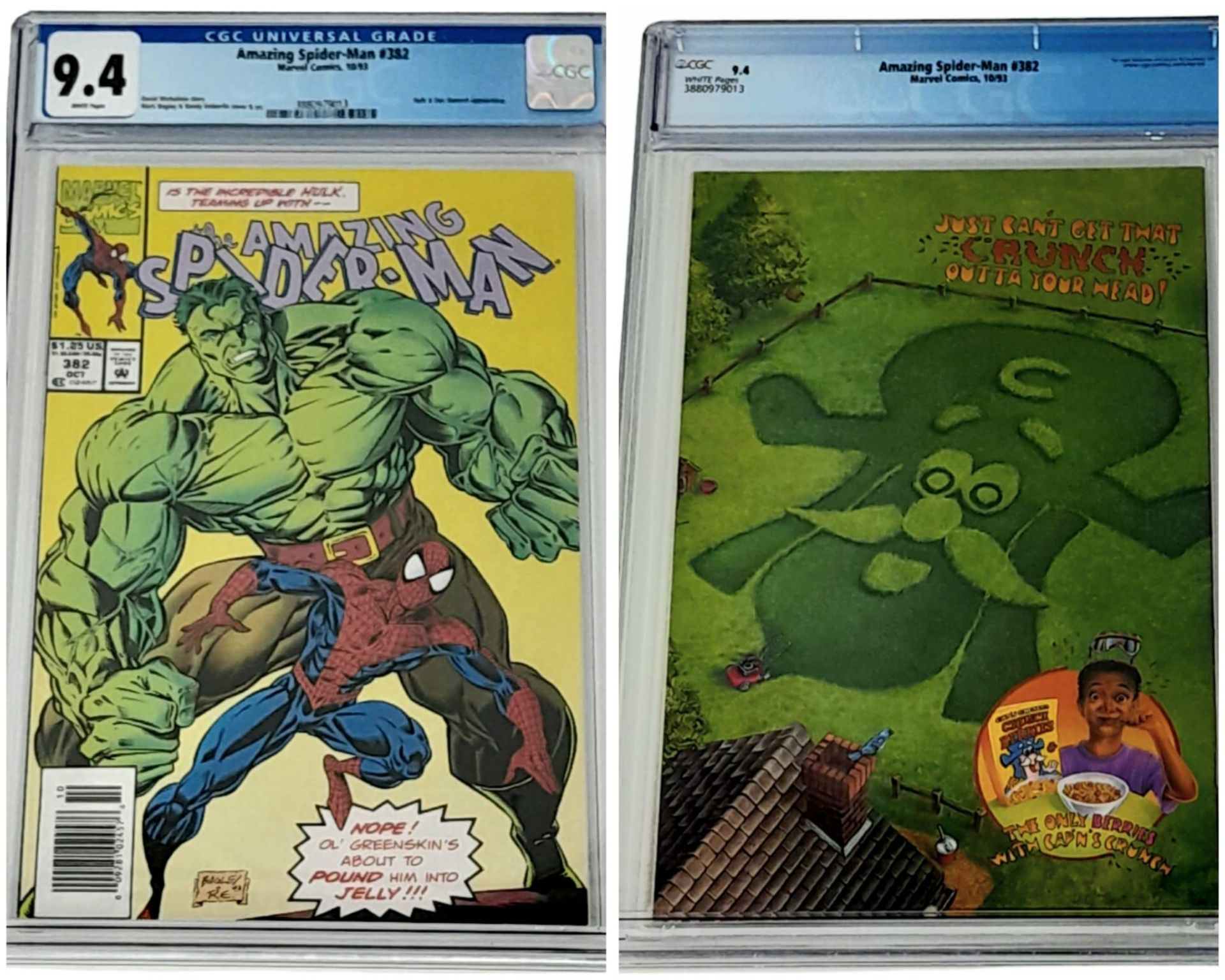 Five Very Collectible CGC Graded Comics: Spiderman #288 - 9.4 rating, Spiderman #382 - 9.4 rating, - Image 7 of 7