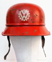 WW2 German KDF Factory Fire Crew Helmet complete with liner named inside.