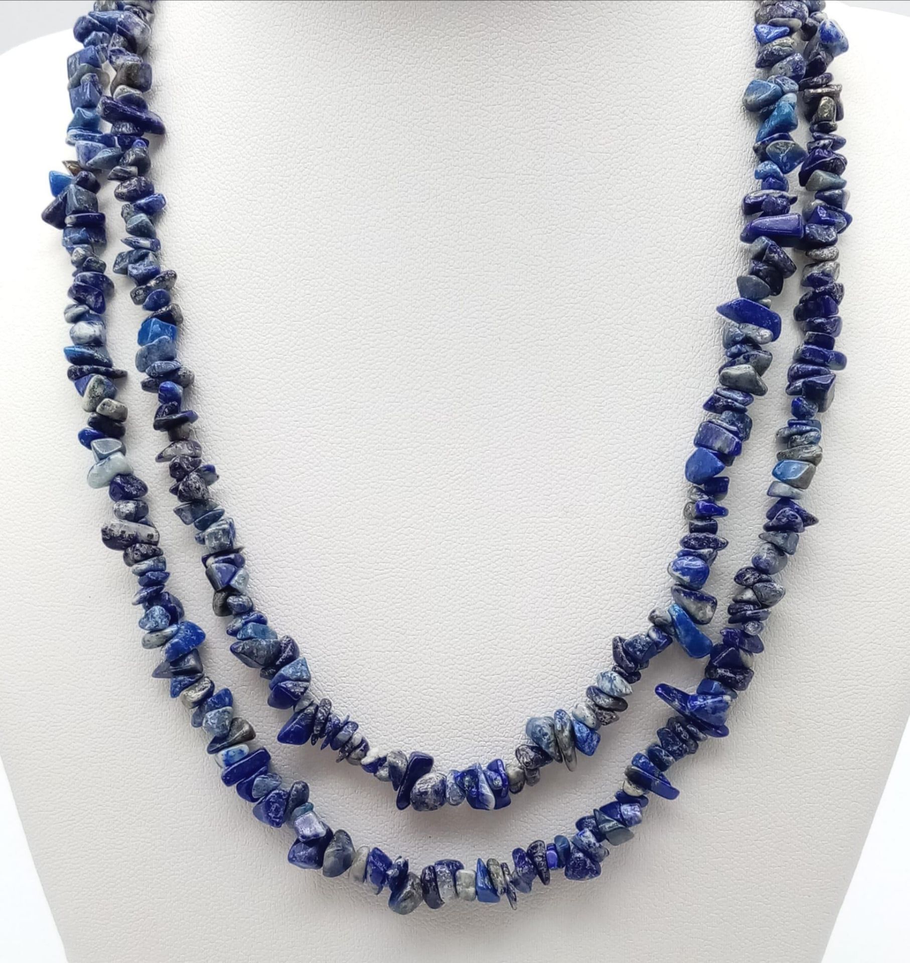 Two Rough Natural Gemstone Necklaces. Tigers Eye and Lapis Lazuli. Both 86cm. - Bild 2 aus 5