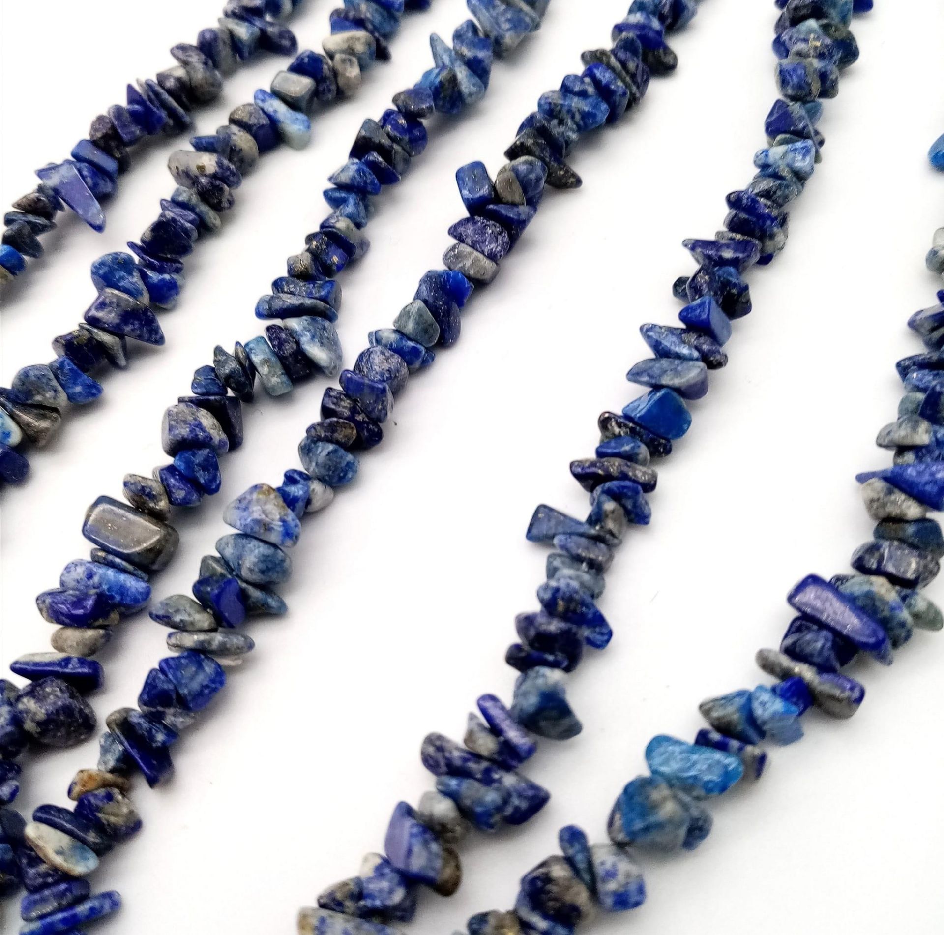 Two Rough Natural Gemstone Necklaces. Tigers Eye and Lapis Lazuli. Both 86cm. - Bild 4 aus 5