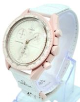 An Omega X Swatch - Mission To Venus Chronograph Quartz Watch. Pink bio-ceramic case - 42mm.