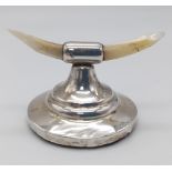 A Rare Sheffield Hallmarked 1924/5 Silver Viking Design, Bespoke Antler/Horn Knife or Ladle Stand.
