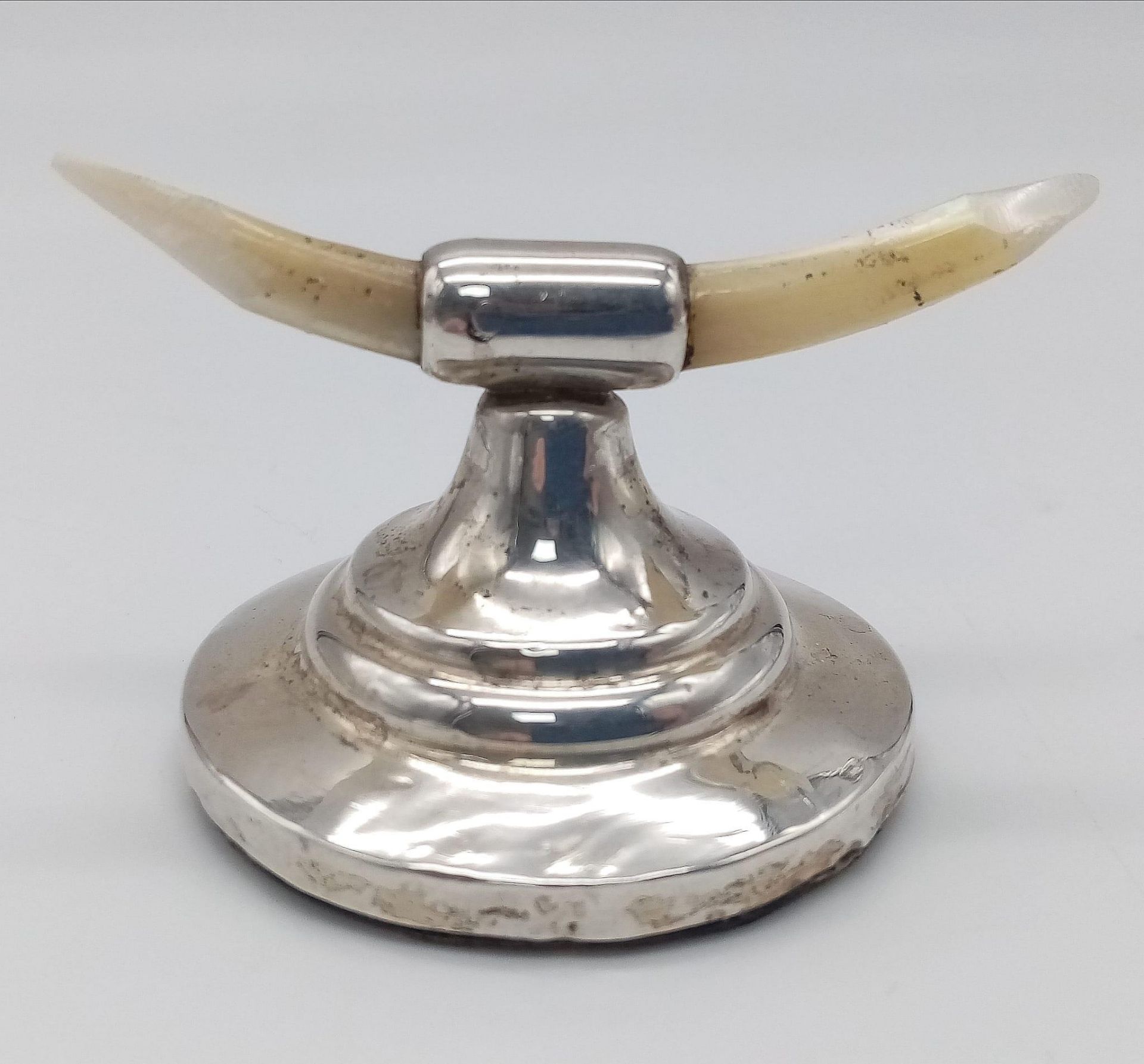 A Rare Sheffield Hallmarked 1924/5 Silver Viking Design, Bespoke Antler/Horn Knife or Ladle Stand.